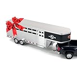 Big Country Toys - Sundowner Horse Trailer with Gooseneck Trailer Hitch for Farm Toys & Toy Trucks with Working Rear and Side Doors 1:20 Scale