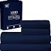 King Size Egyptian Cotton Sheets Luxury Soft 1000 Thread Count- Sheet Set for King Mattress Navy Blue Solid