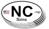 US Decal, Inc. Sims, North Carolina Oval Sticker - 4 Pack