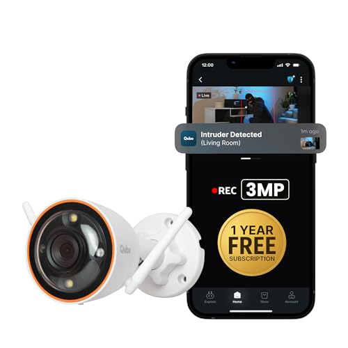Image of Qubo Smart Outdoor 3MP WiFi Bullet Camera | Free 1-Year Subscription | 2K CCTV cam | Color NightPulse Vision | AI Person Detection | Smart Spotlight | IP66 Weatherproof | Made in India