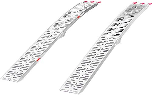 7.5' Folding Arched Aluminum Loading Truck Ramps (2 pc Set) for ATVs, UTVs, Motorcycles, Dirt Bikes, 4 Wheelers, Lawnmowers, 90" Long, 1,500 lbs Capacity