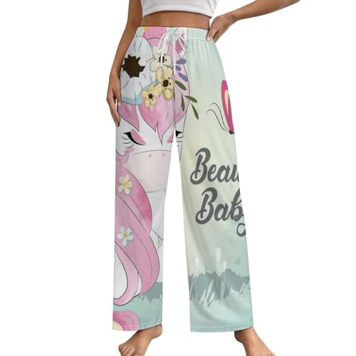 Pantalon de nuit papillon licorne pour femme, le bas de pyjama idéal pour vos soirées cocooning