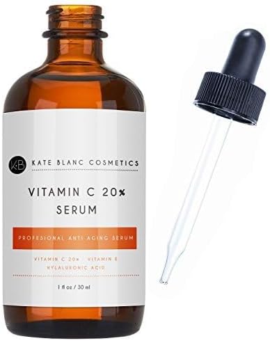 Kate Blanc Cosmetics Vitamin C Serum for Face with Hyaluronic Acid (1oz) – 20% Vitamin C to Visibly Brighten, Hydrate & Enhance Skin Radiance