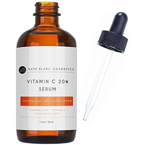 Kate Blanc Cosmetics Vitamin C Serum for Face with Hyaluronic Acid (1oz). 20% Vit C Anti Aging Serum to Soften Skin and Reduce Appearance of Dark Spots Cover