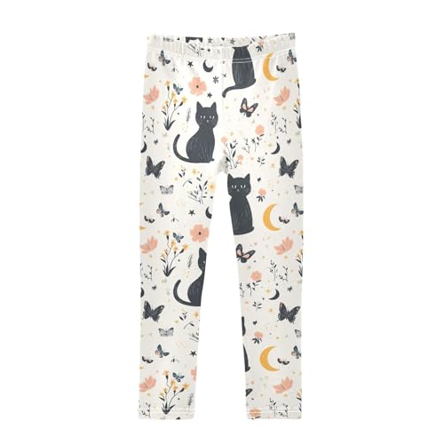Girls Leggings Cats Flower Moon Butterfly Soft Toddler Leggings for Girls Kids Pants Size 4T-10T