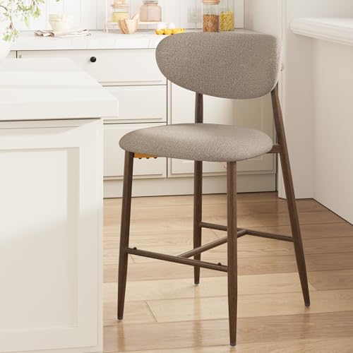 Image of MALOL Bar Stools Set of 1, Counter Height bar stools, Kitchen Bar Stools with Backs, Modern Upholstered, Modern Bar Stools with Metal Legs for Kitchen Island, Counter, Camel