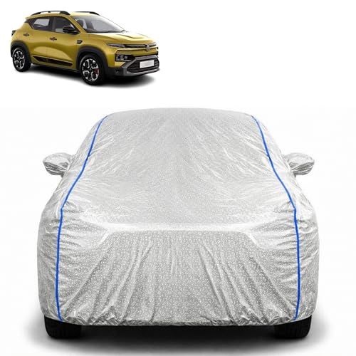 Image of Waterproof Car Cover for Renault Kiger | All Weather Protection | UV Resistant & Dustproof | Soft Cotton Lining to Prevent Scratches | Triple Stitched with Mirror Pockets & Elastic Hem