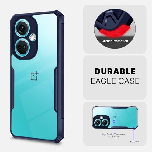 Image of Outlouders Back Cover for OnePlus Nord Ce 3 5G | Ultra Hybrid Transparent | Full Camera Protection | Raised Edge | Crystal Clear Bumper Case (Blue)