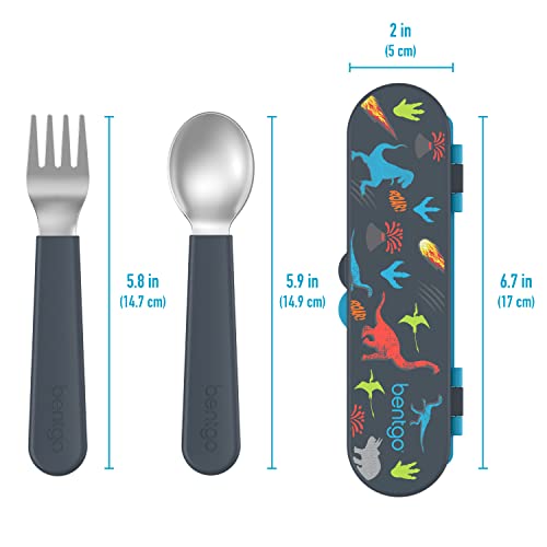 image for Bentgo Kids Stainless Steel Utensil Set - Reusable Fork, Spoon & Stora