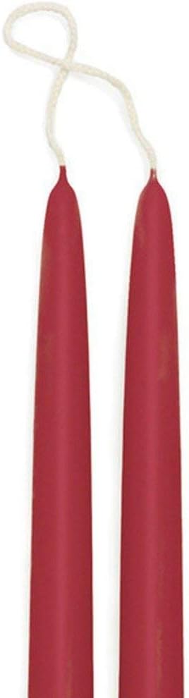 Extra Long Beeswax Blended Taper Candles - Red Dripless Dinner Candles Sticks - 24 Inch Tall Pair