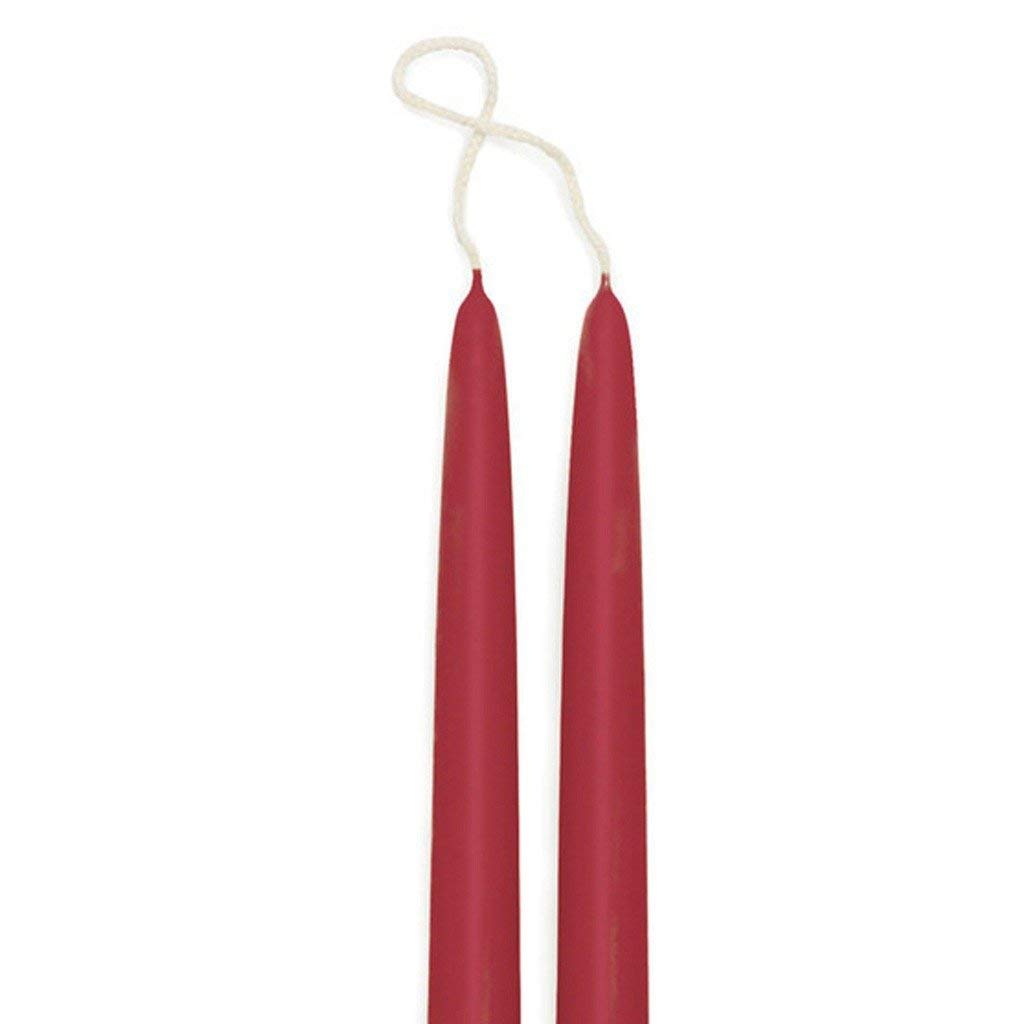 Velas cónicas mezcladas de cera de abeja extra largas, color rojo, sin goteo, par de velas de cena – 24 pulgadas de alto