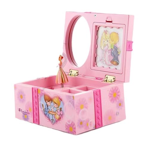 IOIUSKKU Joyero de viaje para niñas con bailarina giratoria, joyero musical de viaje y almacenamiento, musical de gran capacidad para niñas.