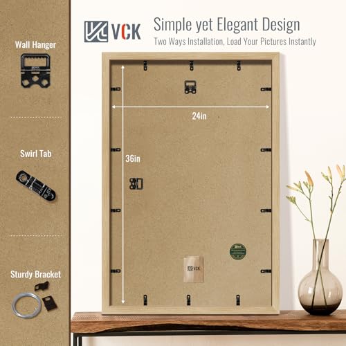 Image of VCK 24x36 Poster Frame 5 Pack, Oak Wood, 20x30 Mat, for Wall Art