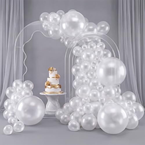 Image of RUBFAC 129pcs Clear Balloons Different Sizes 18 12 10 5 Inches for Garland Arch, Transparent Balloon for Birthday Baby Shower Wedding Party Decoration