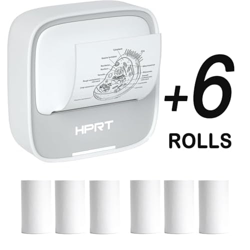 HPRT S1 Mini Printer with 6 Rolls Thermal Sticker Paper Bundle