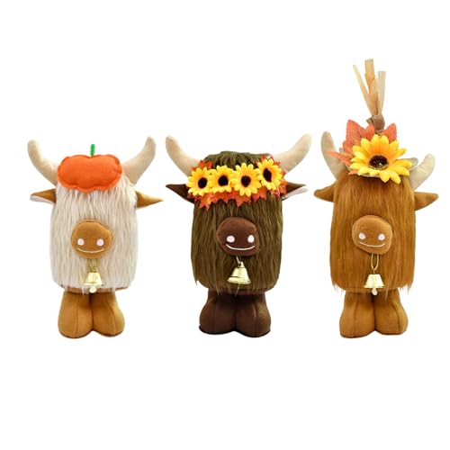 Decoración de otoño con gnomos de peluche escoceses de textura suave y tela pluscos
