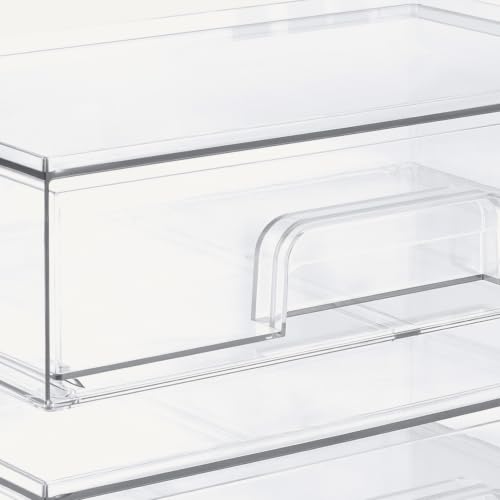 Image of Amazon Basics Stackable Plastic Storage Makeup Organizer Drawers, Clear, 12.1 inch x 7.6 inch x 3.5 inch, 2 Pack