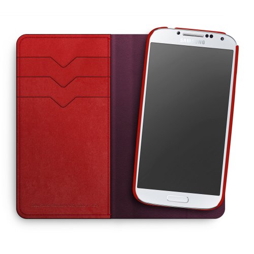 Etui Folio Samsung Galaxy S4, Smart Wallet Rouge avec Coque Detachable avec Film de Protection