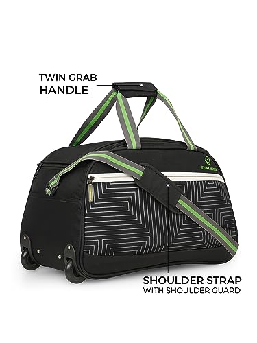 Image of Stony Brook by Nasher Miles Maze Polyester Cabin Small 52 cm Black Fluorescent Green Wheel Duffel Bag for Travel | Duffle Bag with Trolley