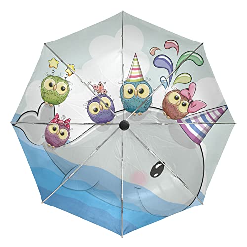 Parapluie automatique chouettes requins pliant coupe-vent protection UV fille
