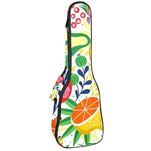 Sac de transport pour ukulélé ténor rembourré et étanche au motif fruits aquarelle