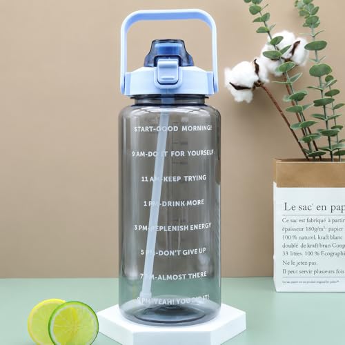 Image of Transparent Water Bottle 2000ML with Motivational Time Marker | Leak Proof&Break-Proof 2 litre water bottle | Best Usage For Office /School /Gym /Travel Water Bottle