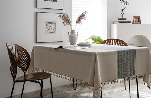 Nappe polyester KnSam 140x220 rectangulaire jacquard losange beige vert - 4