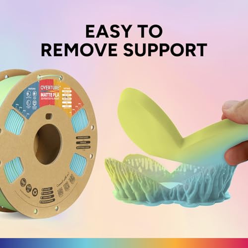 Image of OVERTURE Matte PLA 1.75mm Dual Color Filament, Matte PLA Roll 1kg Cardboard Spool(2.2lbs), Dimensional Accuracy + /- 0.03 mm, Fit Most FDM Printer(Matte Light Blue-Yellow)