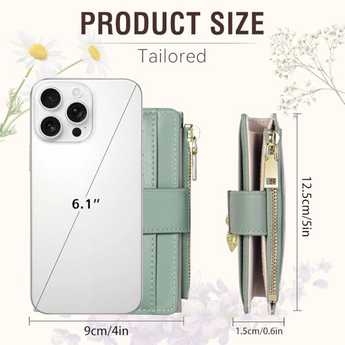 Image of Avando Wallets for Women- RFID Blocking- Soft PU Leather Bifold Coin Zipper Pocket Purse-Small flower wallet Credit Card Holder with ID Window (Purple)