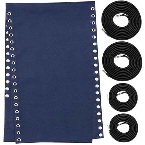 Pesoncarl Tela de Repuesto para Silla con Kit de Cuerda elástica, paño de reparación de 160 x 43 cm con cordón de Repuesto para sillas reclinables, tumbonas de Patio, Eslinga de Playa, Azul, Piscina