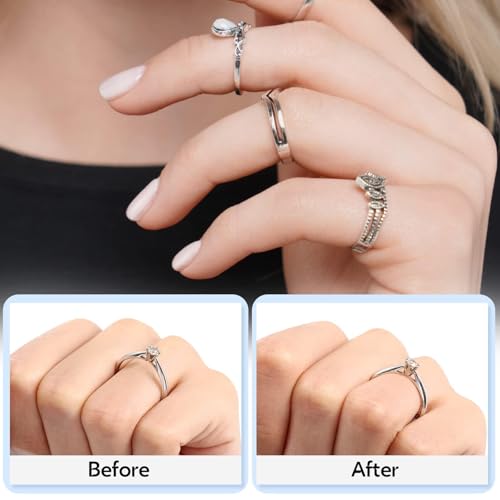 anpro ring sizer adjusters for loose rings - 15-pack multiple styles invisible spacer guards amp tighteners for women fits almost any ring