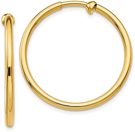 14k Yellow Gold Non Pierced Clip On Hoop Earrings Ear Hoops Set Fine Jewelry For Women Gifts For Her