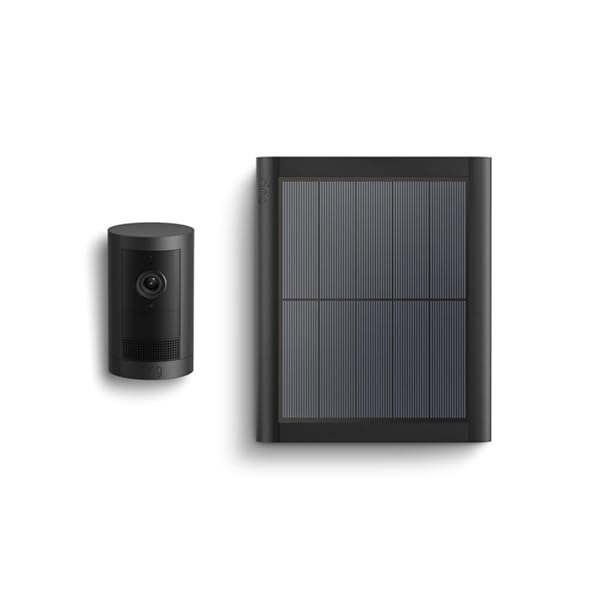 Introducing Ring Outdoor Cam Plus, Solar — Wide-Angle 2K Video with Ring Vision, Low-Light Sight for full-color night vision, Mounting Versatility, Black