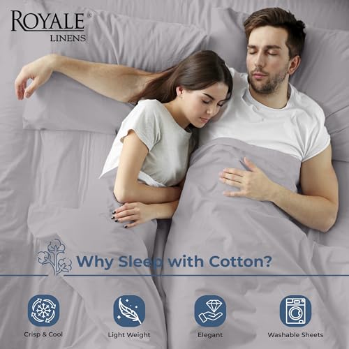 Image of Royale Linens 100% Organic Cotton Twin Flat Sheet Only - Super Soft - Percale Top Sheets - Twin Flat Sheet Sold Separately - Breathable, Cool & Crisp Sheets Only (66 inch x 96 inch, Silver)