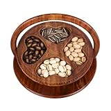 Cesta plegable - Cesta de 11,81 pulgadas | Organizador de madera - Cesta de almacenamiento plegable con cuatro compartimentos para aperitivos y frutas con diseño rústico para mesa, autocaravana, bu