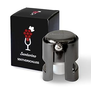 Santorino® Mousserende Wijnfles-stop | Premium Champagne Verzegeling | Donker Roestvrij Staal | Creëer een Vacuüm en…