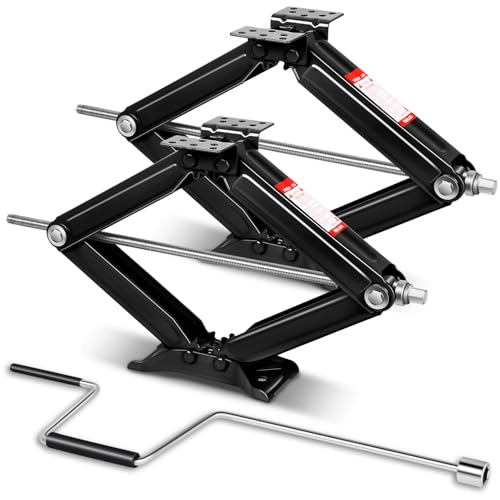 CAAP DRIVEN 2-Pack Portable RV Trailer Stabilizer Scissor Jack for Car - 5000lbs Car Jack Kit,Quick Lifting Tire Changing Kit, 4-24