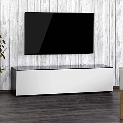 Sonorous St-160B Tv Stand - Modern Wood And Glass Tv Cabinet With 6 Shelves For Storage Accessories, Audio/Video Components & Consoles, With Hidden Wheels, Support Sizes Up To 75" - White Wood Cover #TOP7