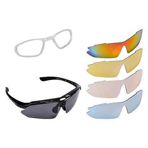 Anti Glare Scratch Black Frame Outdoor 5 Color Changeable Lenses Uv400 Polarized Sunglasses Glasses Complete Set + Carrying Case With Hook #TOP30