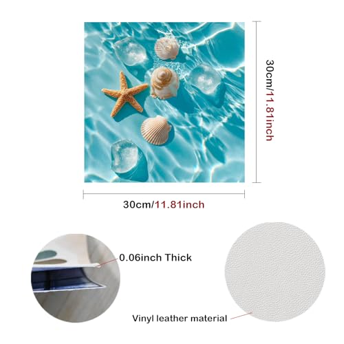 Image of Nuxovilar Peel and Stick Vinyl Floor Tiles, 12x12 Inch | Fresh Ocean Seashell Starfish Pattern, Self-Adhesive Flooring (10 Pcs)