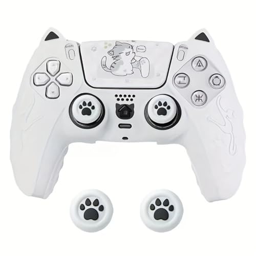 Silikon-Schutzhülle für PS5-Controller mit Katzenohren und Pfoten-Joystick