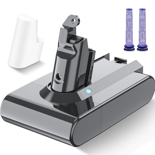 Upgraded 6000mAh V6 Ersatzakku für Dyson V6 Akku DC62 DC59 DC61 DC58 DC72 DC74 SV03 SV04 SV05 SV06 SV07 SV09 Motorhead Animal Absolute Slim Fluffy Handstaubsauger mit 2 Waschbaren Filtern