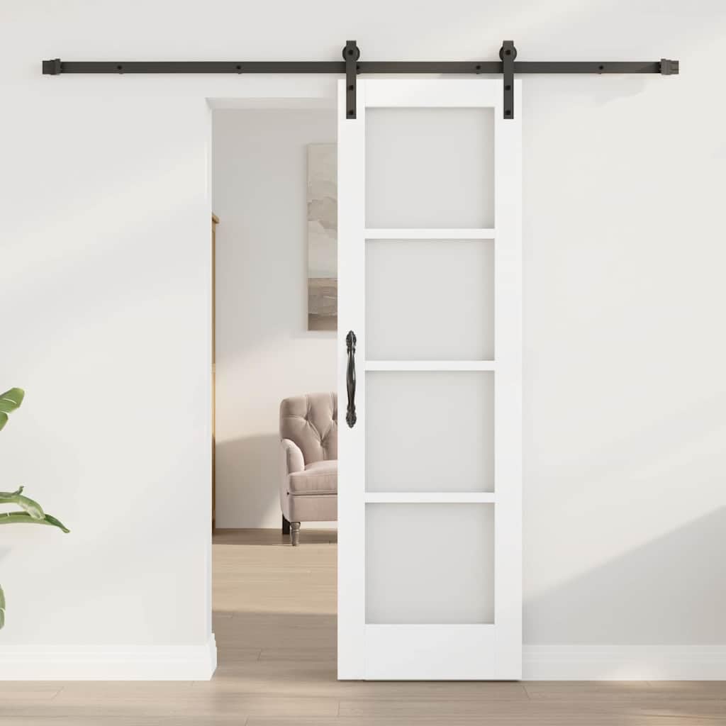 ORKDAL - Porta scorrevole in legno massello di pino e vetro, 61 x 198,5 cm, per camera da letto e soggiorno, divisorio con sistema a binari