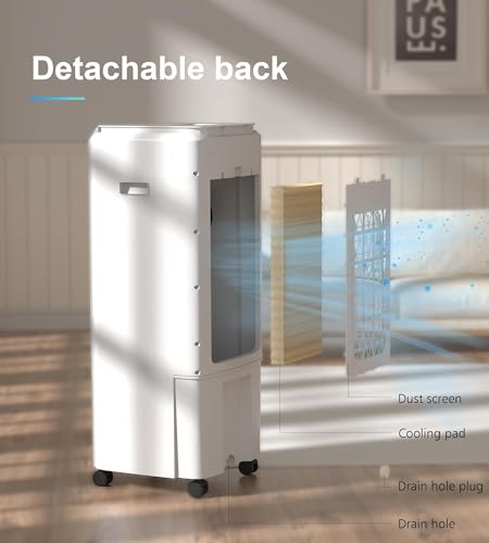 Image of Swamp Cooler, 1800 CFM Windowless Portable Air Conditioners with 4.2 Gal Water Tank, 120 Swing,12H Timer,3 Modes & 3 Speeds,4 Ice Packs, Evaporative Air Cooler for Room,Bedroom,Office,Crystal White