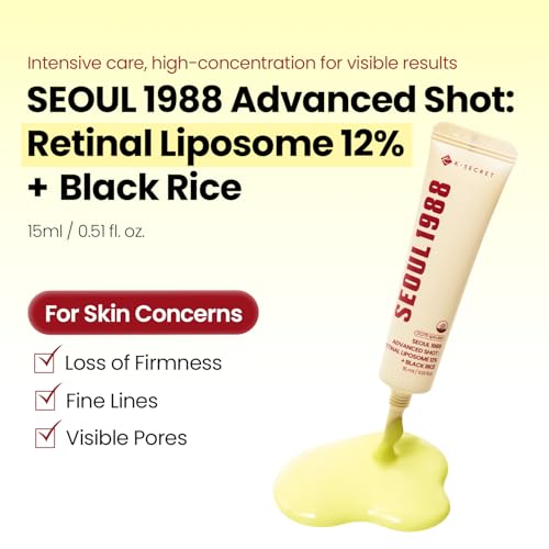 Image of K-SECRET SEOUL 1988 Retinal Advanced Shot - Formulated with 22,275 Spicules and Advanced Retinal Liposome 12% | Fine Lines and Skin Texture Care Serum | Korean Skincare, 15ml / 0.51 fl oz
