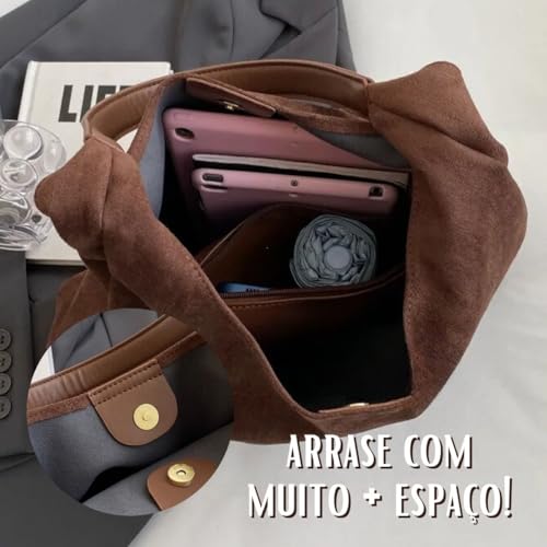 Bolsa Camurça Premium 36cm x 31cm Espaçosa e Elegante Material Resistente - Josette