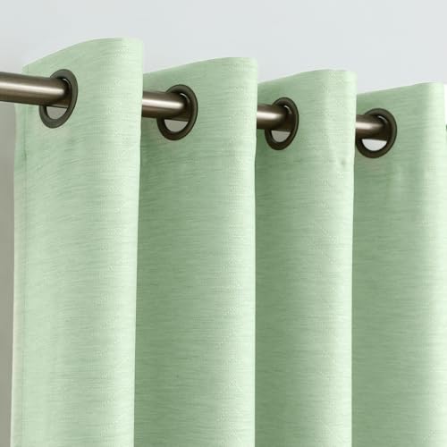 Image of Treatmentex Green Curtains for Living Room 96 inch Long Geometric Window Drapes for Bedroom Light Green 2 Panel Drapes Grommet Top