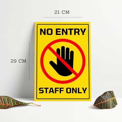 Image of No Entry Staff Only Sign Sticker Board 29 x 20 CM | Peel & Stick with 4 Pre-Made Holes | Office, Shop, Restaurant, Warehouse Door Sign | Pack of 1 (No Entry Staff Only, A4 - Medium - 1 Piece)