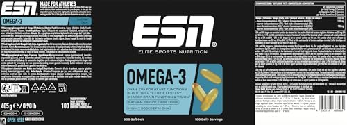 ESN Omega-3, 300 Kapseln, hochdosiert Fischöl mit 1200 mg EPA und 900 mg DHA pro Tagesportion