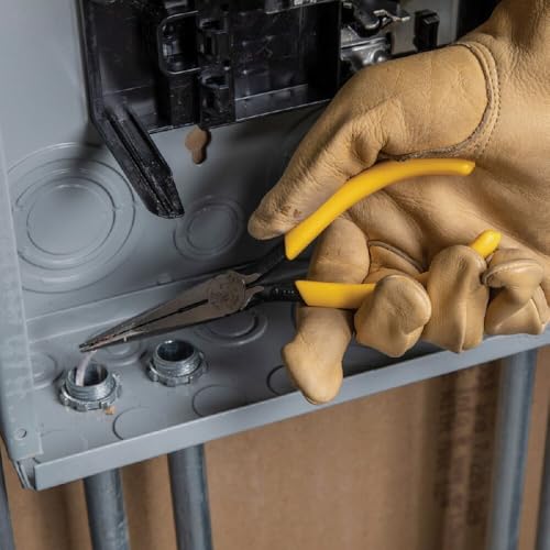 Image of Klein Tools D203-7 Needle Nose Pliers, Long Nose Stripping Side Cutters, Induction Hardened and Heavier for Increased Cutting Power, 7-Inch
